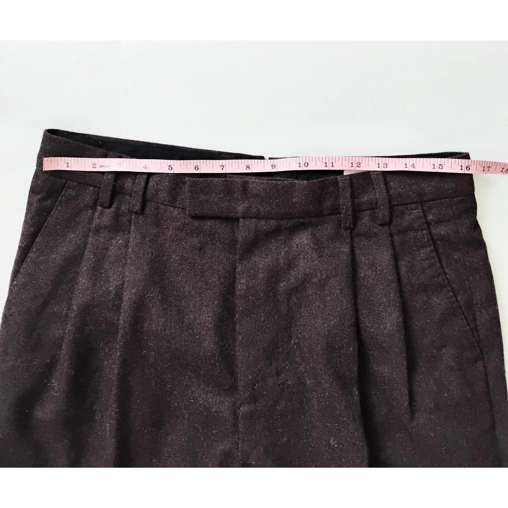 Banana Republic Straight Pants Mens 32x28 Burgundy Recycled Wool Pleated Italian